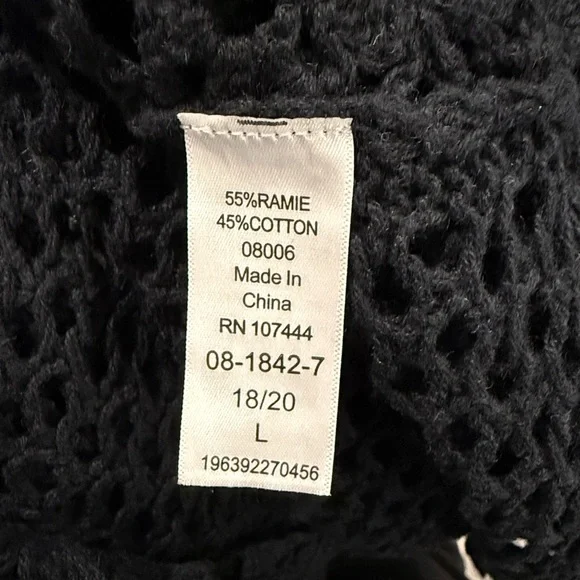 Jessica London Black Crochet Knit Open-Front Short Sleeve Cardigan Size 18/20 - Picture 7 of 11